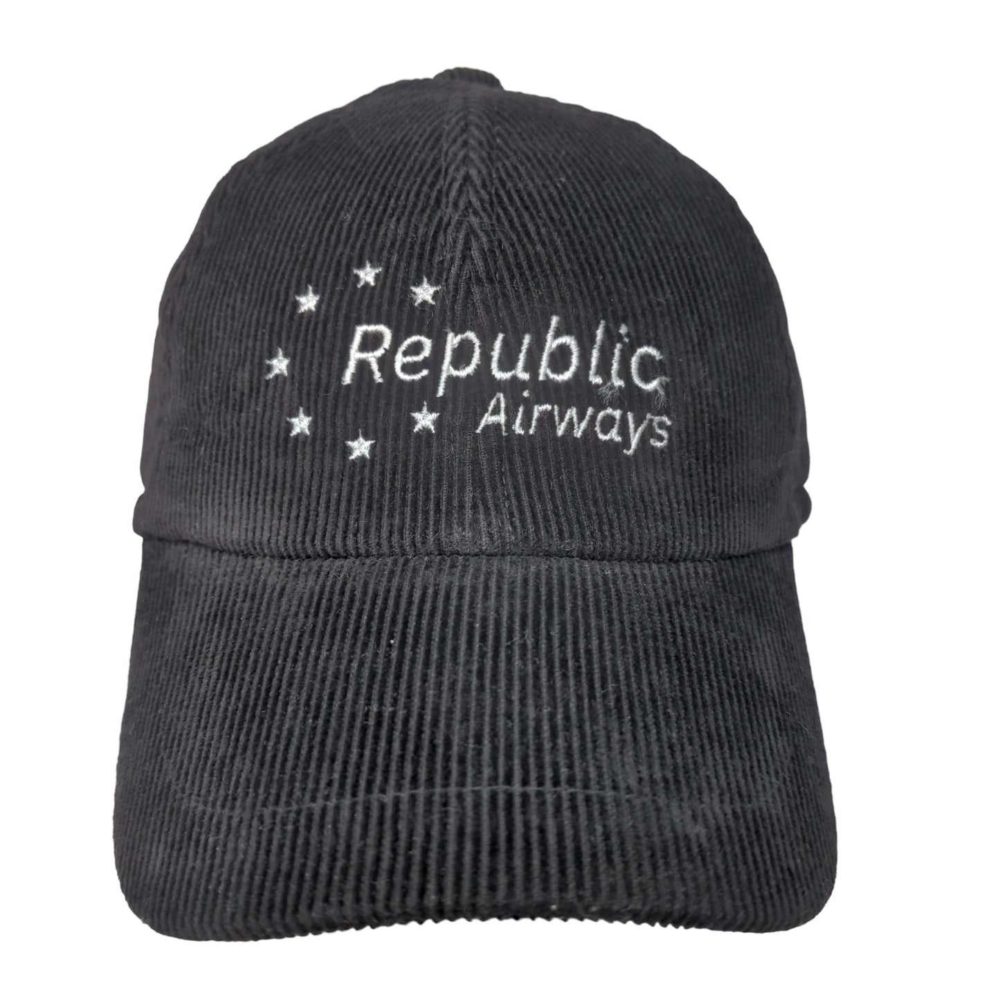 Republic Airways Men's Corduroy Fitted Hat Black Size 57CM Embroidered Logo