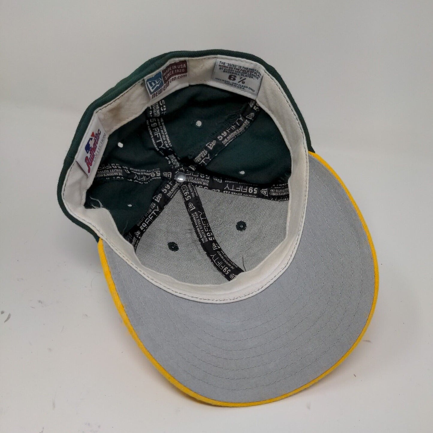 Oakland Athletics Hat Green and Yellow New Era Brand Fitted 6 7/8