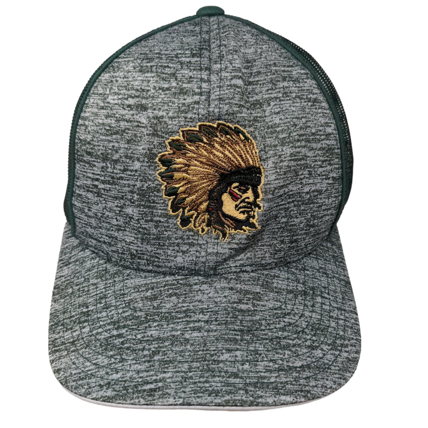 Pacific Headwear Men's Snapback Mesh Back Hat Green OSFA Embroidered Indian Head