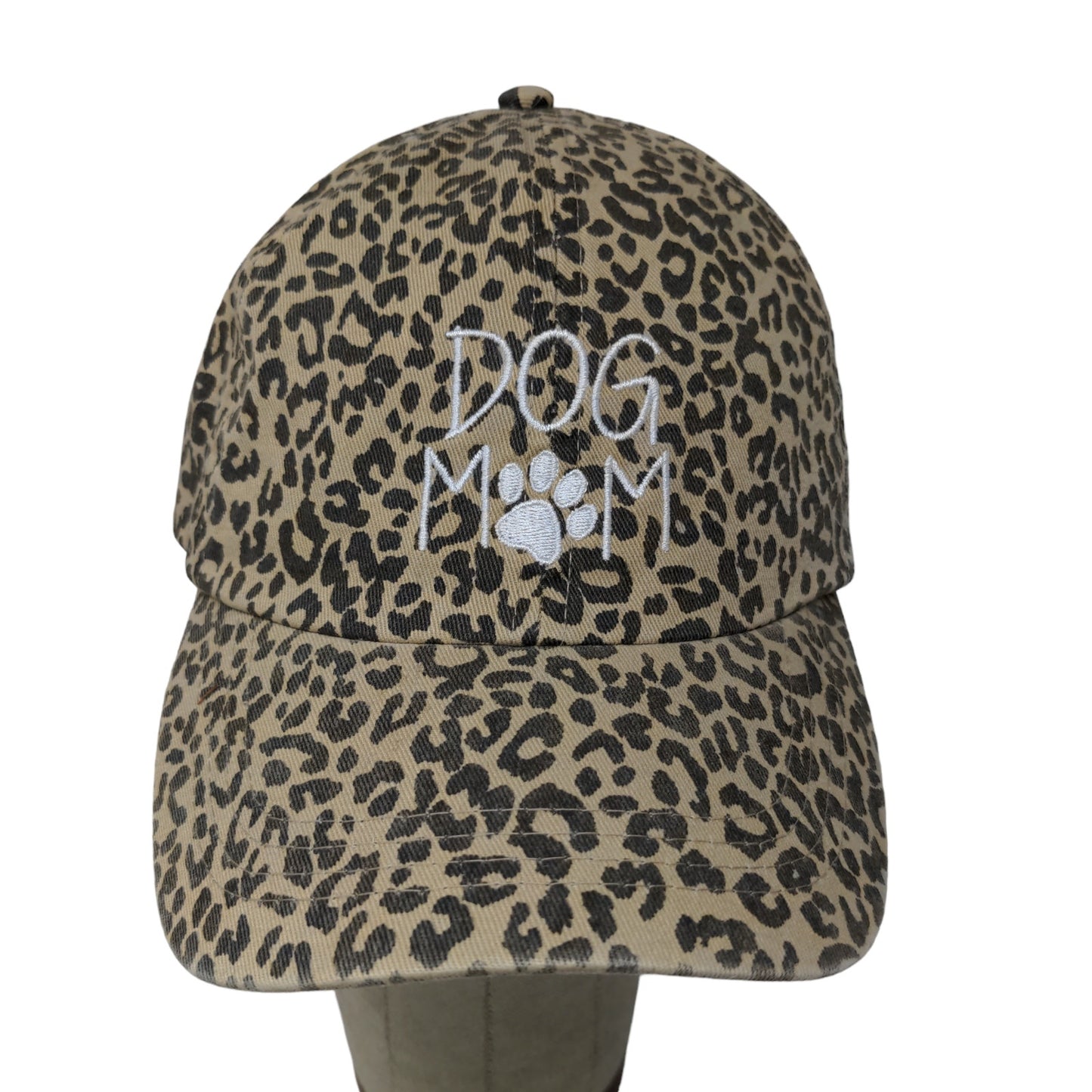 David and Young Womens Dog Mom Slideback Hat Leopard Print OSFM Embroidered