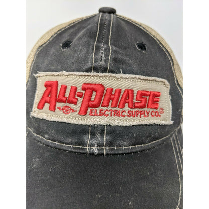 All-Phase Electric Supply Co Cap Hat Meshback Snapback Distressed Patch Black