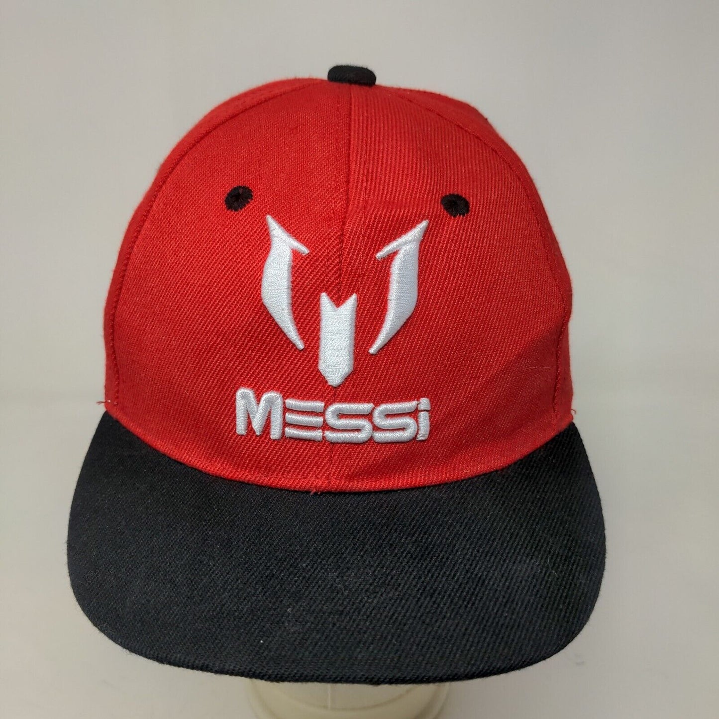Messi Men's Snapback Hat Red Black Adjustable Embroidered Logo 100% Acrylic