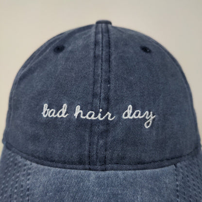 Unbranded Women's Slideback Hat Blue Adjustable Embroidered Bad Hair Day