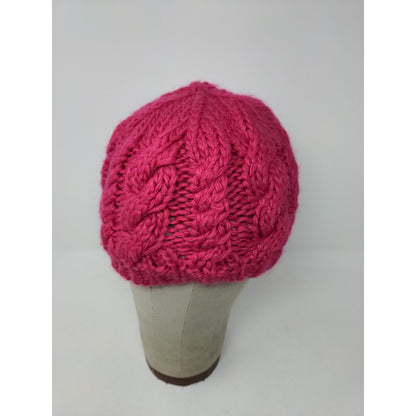 Girls The North Face Cable Knit Hat 70% Acrylic 20% Wool 10% Alpaca Pink Size M