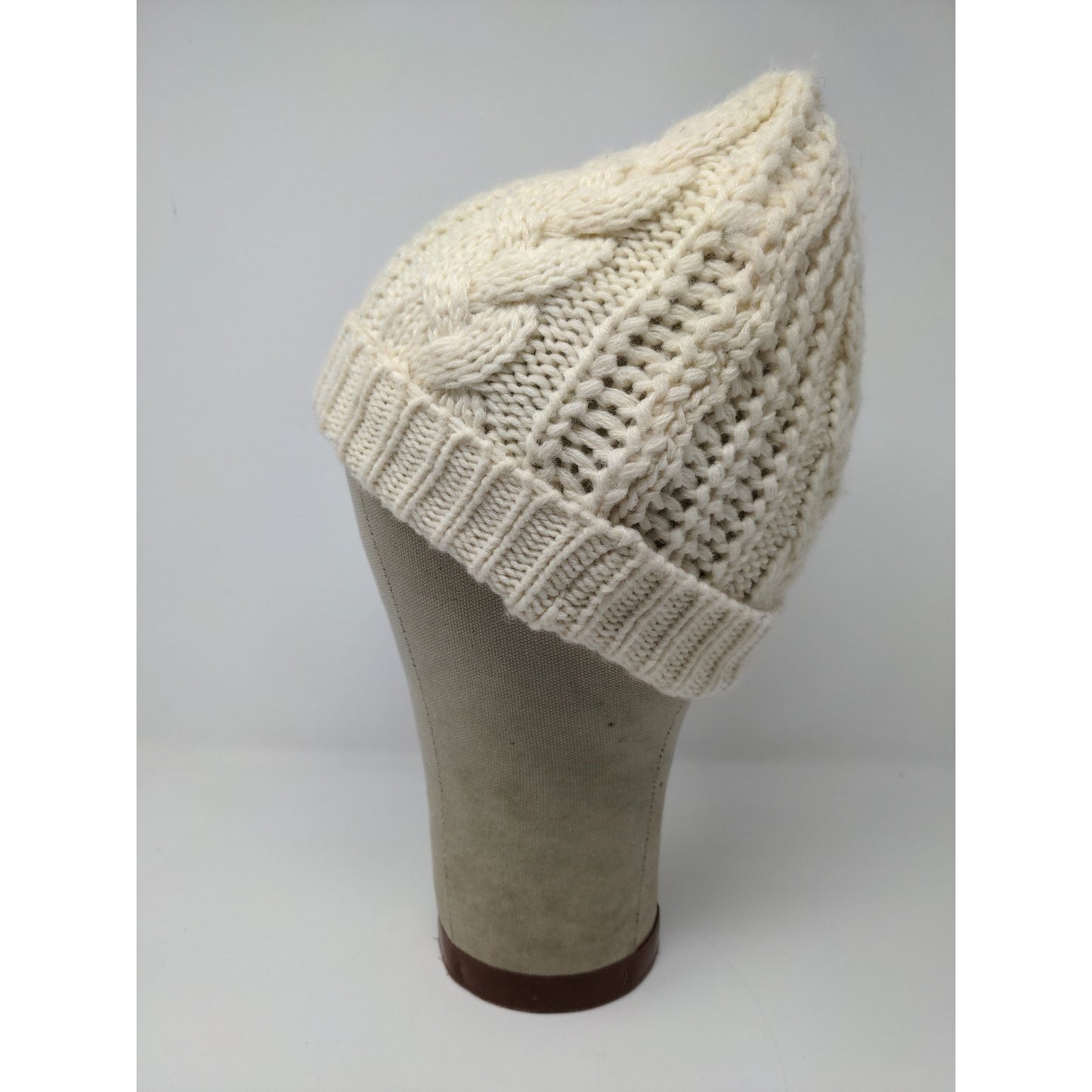 K Accessories Cable Knit Beanie Hat 100% Recycle Material Cream