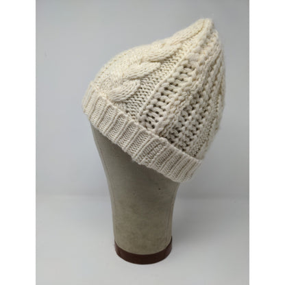 K Accessories Cable Knit Beanie Hat 100% Recycle Material Cream